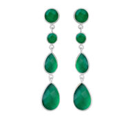 Earrings 4073 in Silver with Green agate