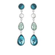 Earrings 4073 in Silver with Mix: rock crystal, green quartz, London blue crystal