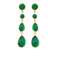 Earrings 4073 in Gold plated silver with Green agate
