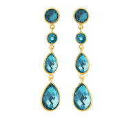 Earrings 4073 in Gold plated silver with London blue crystal