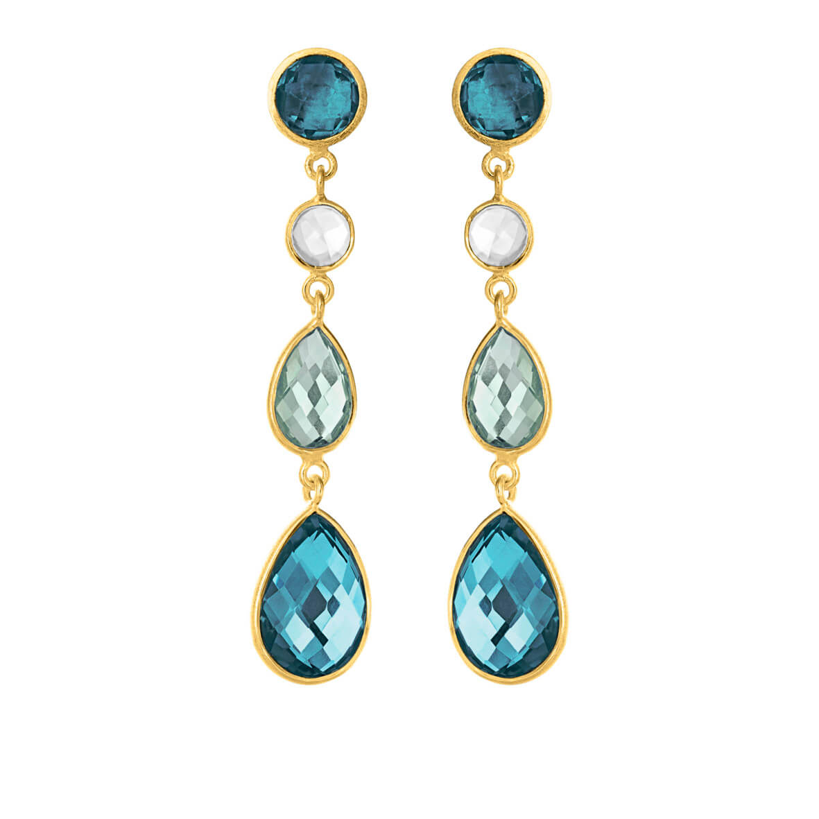 Earrings in gold palted silver with blue mix / 4073-2-520 - Susanne ...