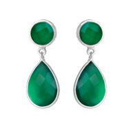 Earrings 4076 in Silver with Green agate