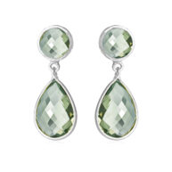 Earrings 4076 in Silver with Green quartz