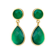 Earrings 4076 in Gold plated silver with Green agate