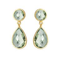 Earrings 4076 in Gold plated silver with Green quartz