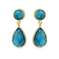 Earrings 4076 in Gold plated silver with London blue crystal
