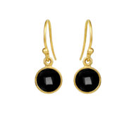 Earrings 4092 in Gold plated silver with Black agate