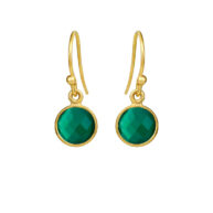 Earrings 4092 in Gold plated silver with Green agate