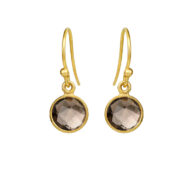 Earrings 4092 in Gold plated silver with Smoky quartz