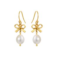 Earrings 4097 in Gold plated silver with White freshwater pearl