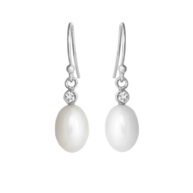 Earrings 5166 in Silver with White freshwater pearl