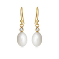 Earrings 5166 in Gold plated silver with White freshwater pearl