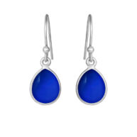 Earrings 5249 in Silver with Dark blue crystal