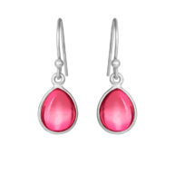 Earrings 5249 in Silver with Pink crystal