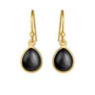 Earrings 5249 in Gold plated silver with Black agate