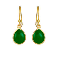 Earrings 5249 in Gold plated silver with Green agate