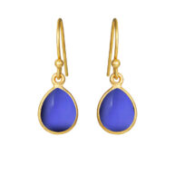 Earrings 5249 in Gold plated silver with Dark blue crystal