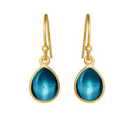 Earrings 5249 in Gold plated silver with London blue crystal