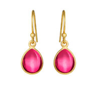Earrings 5249 in Gold plated silver with Pink crystal