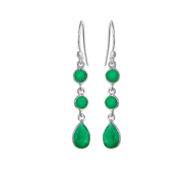 Earrings 5266 in Silver with Green agate