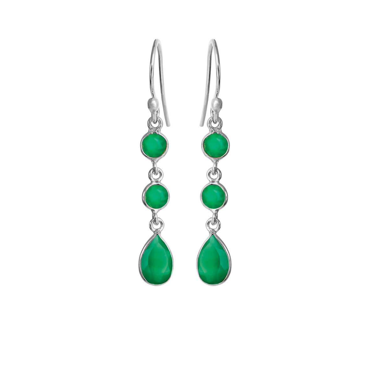 Earrings in silver with green agate / 5266-1-102Susanne Friis Bjørner ...