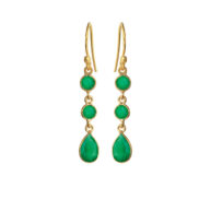 Earrings 5266 in Gold plated silver with Green agate