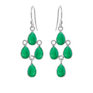Earrings 5267 in Silver with Green agate