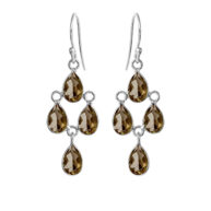 Earrings 5267 in Silver with Smoky quartz