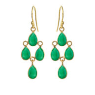 Earrings 5267 in Gold plated silver with Green agate