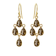 Earrings 5267 in Gold plated silver with Smoky quartz