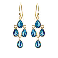 Earrings 5267 in Gold plated silver with London blue crystal