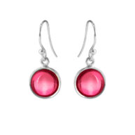 Earrings 5521 in Silver with Pink crystal