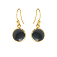 Earrings 5521 in Gold plated silver with Black agate