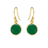 Earrings 5521 in Gold plated silver with Green agate