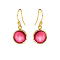 Earrings 5521 in Gold plated silver with Pink crystal