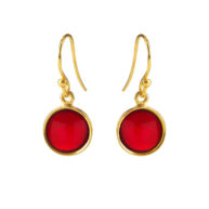Earrings 5521 in Gold plated silver with Garnet crystal