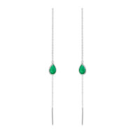Earrings 5560 in Silver with Green agate