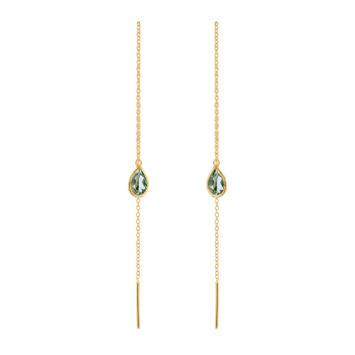 Ear chains in gold plated silver with green quartz - Susanne Friis ...