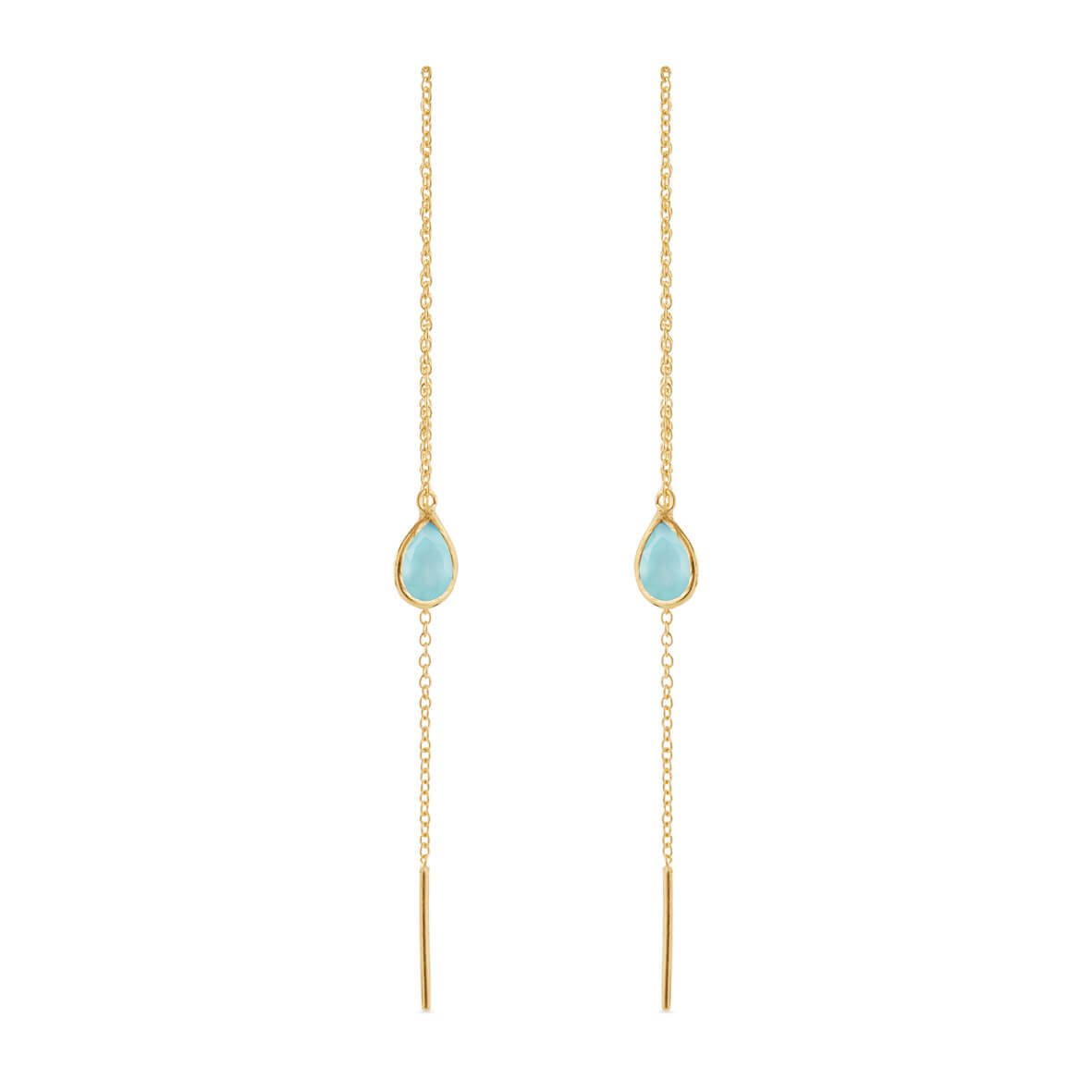 Ear chains in gold plated silver, light blue crystal / 5560-2-111