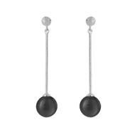 Earrings 5563 in Silver with Black agate
