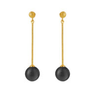 Earrings 5563 in Gold plated silver with Black agate