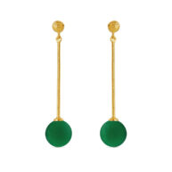Earrings 5563 in Gold plated silver with Green agate