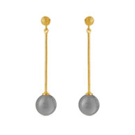 Earrings 5563 in Gold plated silver with Grey moonstone