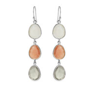 Earrings 5567 in Silver with Mix: grey, white, peach moonstone