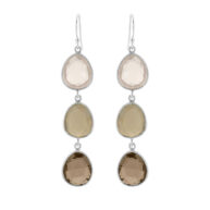 Earrings 5567 in Silver with Mix: grey agate, rose quartz, smoky quartz