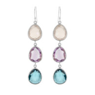 Earrings 5567 in Silver with Mix: amethyst, London blue crystal, rose quartz