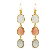 Earrings 5567 in Gold plated silver with Mix: grey, white, peach moonstone