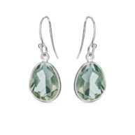 Earrings 5568 in Silver with Green quartz