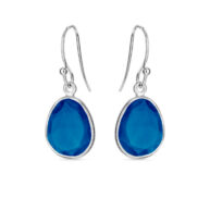 Earrings 5568 in Silver with Dark blue crystal
