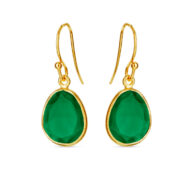 Earrings 5568 in Gold plated silver with Green agate